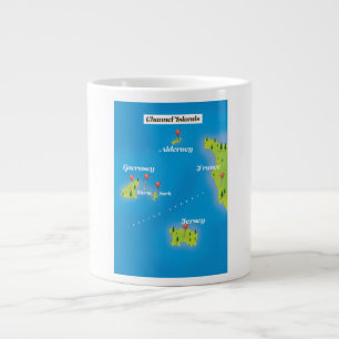 Grande Tasse Poster de Channel Islands Map.