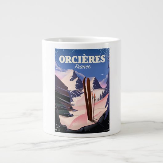 Grande Tasse poster de ski ORCIÈRES france (Devant)