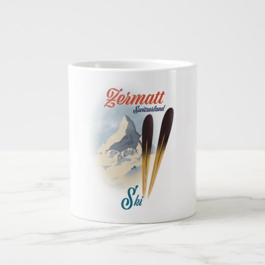Grande Tasse poster de ski vintage Zermatt Suisse (Devant)