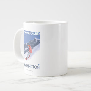 Grande Tasse Poster Vintage voyage de Washington Snowboard
