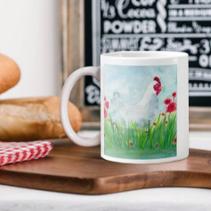 Grande Tasse Poulet d'aquarelle rustique