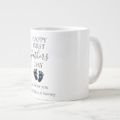 Grande Tasse Première Fête des pères - Empreintes bébé et Coeur (Devant droit)