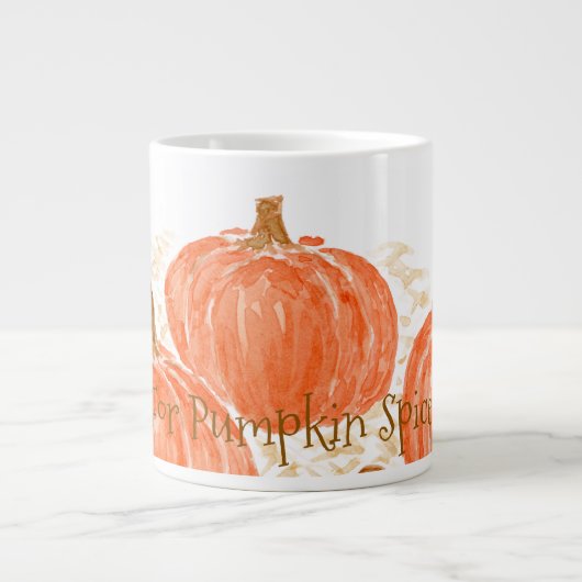 Grande Tasse Prêt pour le Citrouille d'aquarelle de saison des  (Devant)