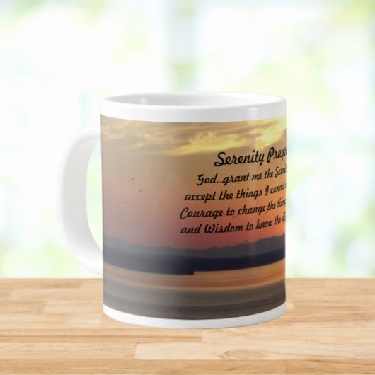 Grande Tasse Prière de sérénité Coucher de soleil sur la mer or