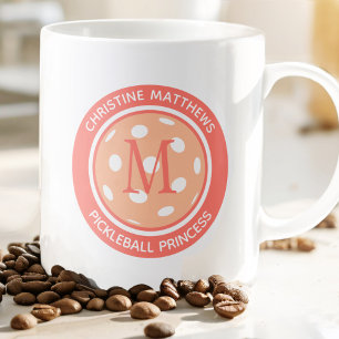 Grande Tasse Princesse de Pickleball Citation Drôle Nom Initial