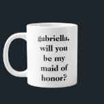 Grande Tasse Proposition minimaliste de servante d'honneur pers<br><div class="desc">Moderne minimaliste Maid of Honor Proposition personnalisée Jumbo Mug en noir et blanc</div>
