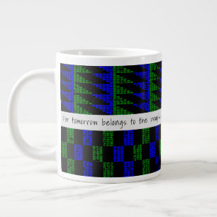 Grande Tasse Proverbe Africain Grunge Bleu Vert Kente SK11
