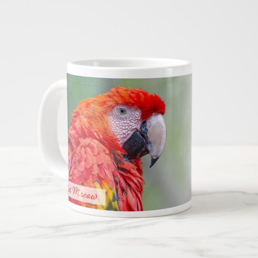 Grande Tasse Psaume Macaw Scarlet 91:4 KJV (Devant gauche)