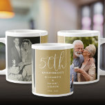Grande Tasse Puis et maintenant 2 Photo 50e anniversaire Mariag<br><div class="desc">Un élégant cadeau 50ème anniversaire de mariage,  avec 2 photos spéciales et de la typographie élégante sur un arrière - plan d'or. Conçu par Thisisnotme©</div>