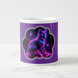 Grande Tasse Purple Neon Siamese Cat With Blue Eyes & Starburst