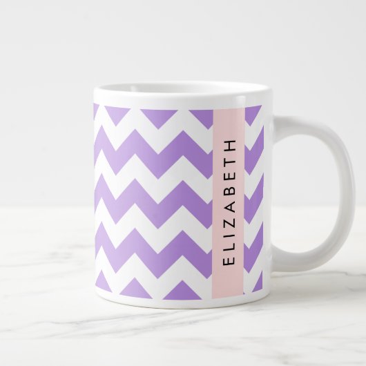Grande Tasse Purple Zigzag, Purple Chevron, Votre Nom (Droite)