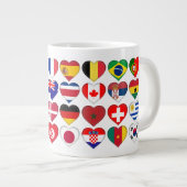 Grande Tasse Qatar Tournoi 32 Pays Drapeaux Coeurs (Devant droit)