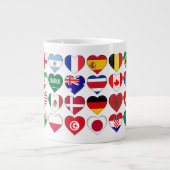 Grande Tasse Qatar Tournoi 32 Pays Drapeaux Coeurs (Devant)