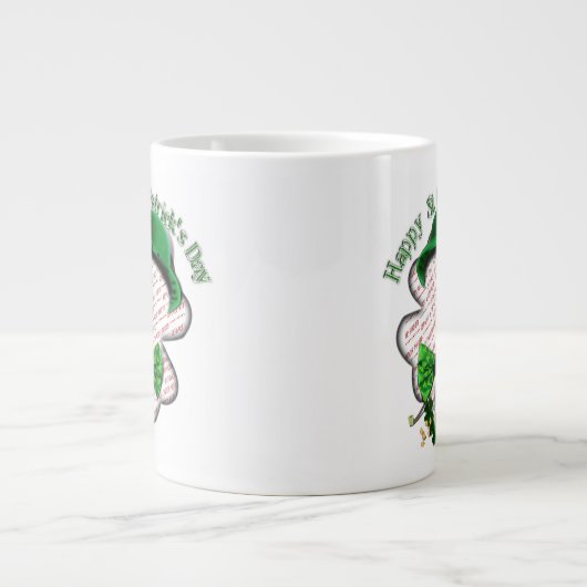 Grande Tasse Quatre feuilles Clover St Patrick's Day Photo (Devant)