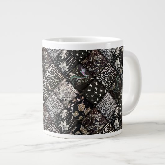Grande Tasse Quilage en Patchwork noir et blanc (Devant droit)
