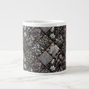 Grande Tasse Quilage en Patchwork noir et blanc