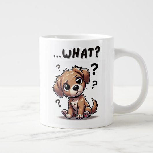 Grande Tasse "...quoi ?" Adorable Confused Cartoon Puppy (Droite)