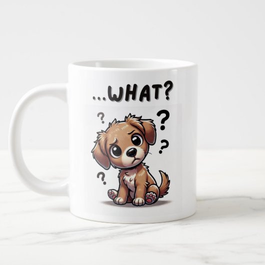 Grande Tasse "...quoi ?" Adorable Confused Cartoon Puppy (Gauche)