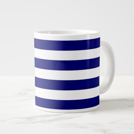 Grande Tasse Rayures bleues et blanches nautiques (Devant droit)