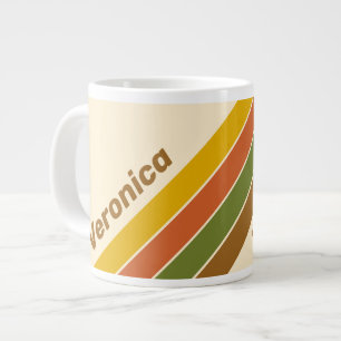 Grande Tasse Rayures de Trèfle au Lever du Soleil avec Nom