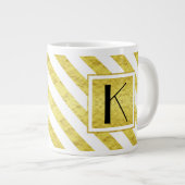 Grande Tasse Rayures dorées Monogramme Élégant (Devant droit)