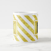 Grande Tasse Rayures dorées Monogramme Élégant (Devant)