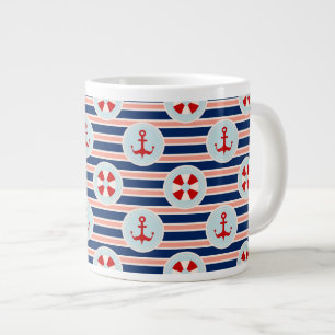 Grande Tasse Rayures et motif de points nautiques