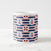 Grande Tasse Rayures et motif de points nautiques (Devant)