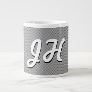 Grande Tasse Rayures fines noires et blanches Initiales de st