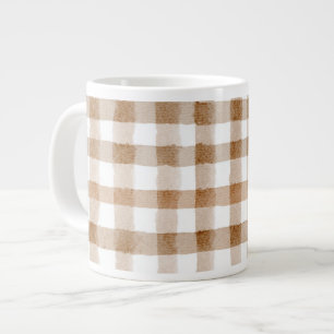 Grande Tasse Rayures Marron Crème Carreaux Tannés
