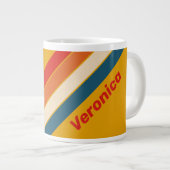 Grande Tasse Rayures Moutarde Rétro avec Nom (Devant droit)