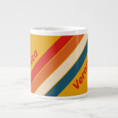 Grande Tasse Rayures Moutarde Rétro avec Nom (Devant)