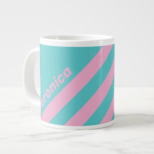 Grande Tasse Rayures Rétro de South Beach avec Nom
