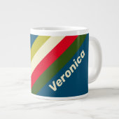 Grande Tasse Rayures Rétro Rugby avec Nom (Devant droit)