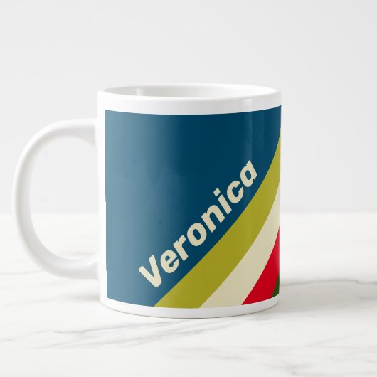 Grande Tasse Rayures Rétro Rugby avec Nom (Gauche)