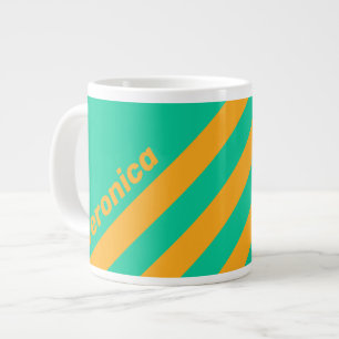 Grande Tasse Rayures Rétro Tropical Punch avec Nom