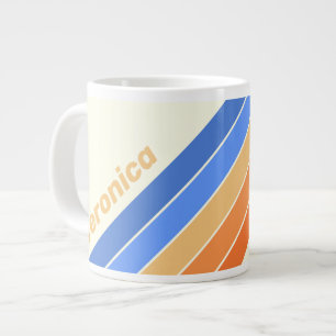 Grande Tasse Rayures Solaires Océaniques Vintage avec Nom