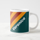 Grande Tasse Rayures Splash sarcelle foncé rétro avec nom (Droite)