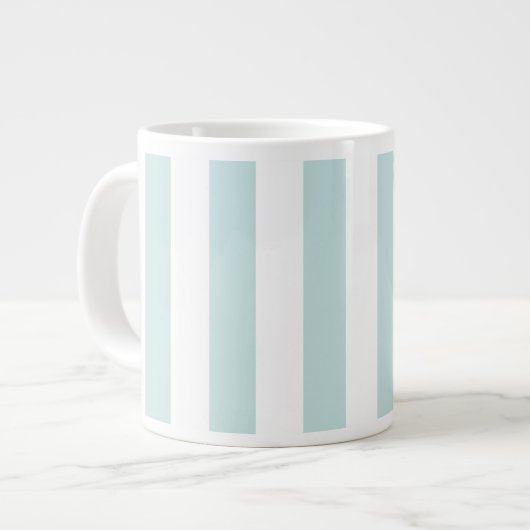 Grande Tasse Rayures verticales sarcelle pâle et blanc (Devant gauche)