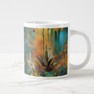Grande Tasse Récolte d'automne Turquoise rouille or Abstrait