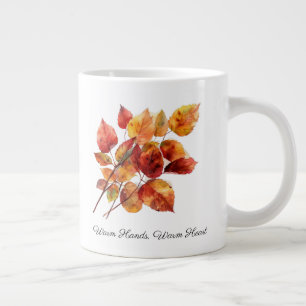 Grande Tasse Récolte Dorée Feuilles : Aquarelle d'Automne, pers