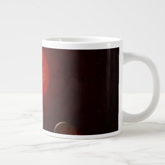 Grande Tasse Red Nwarf Star Orbité Par Une Hypothétique Exoplan (Droite)