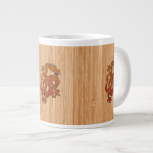 Grande Tasse Red Oriental Dragon on Bamboo style