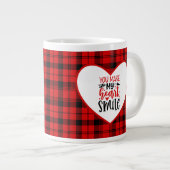 Grande Tasse Red Plaid Vous Faites Sourire Mon Coeur (Devant droit)