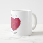 Grande Tasse Red Rose Heart Romantic Floral Custom Text (Devant droit)