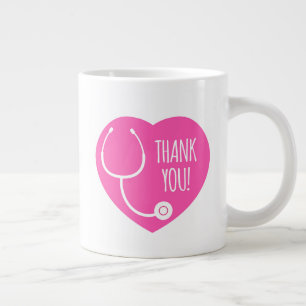 Grande Tasse Remerciements  Stéthoscope à coeur rose