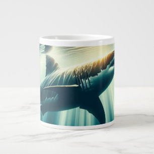 Grande Tasse Requin dans la mer bleue profonde & soleil