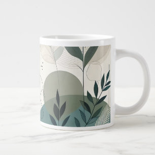 Grande Tasse Résumé botanique Teal et tons Terre