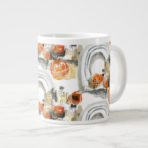 Grande Tasse Résumé moderne Jote Motif Orange Doodle
