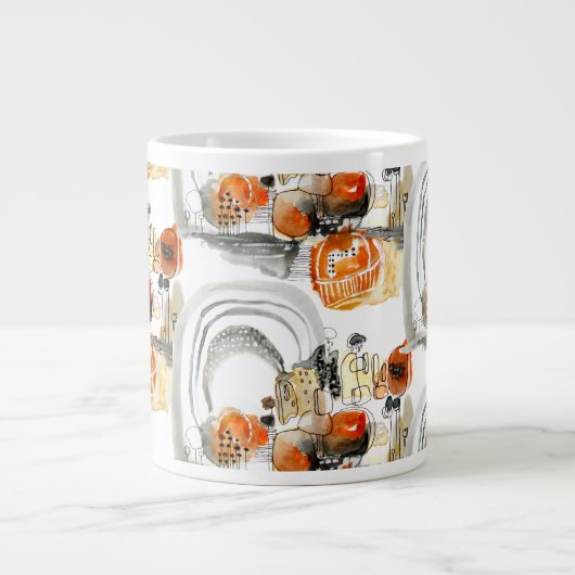 Grande Tasse Résumé moderne Jote Motif Orange Doodle (Devant)